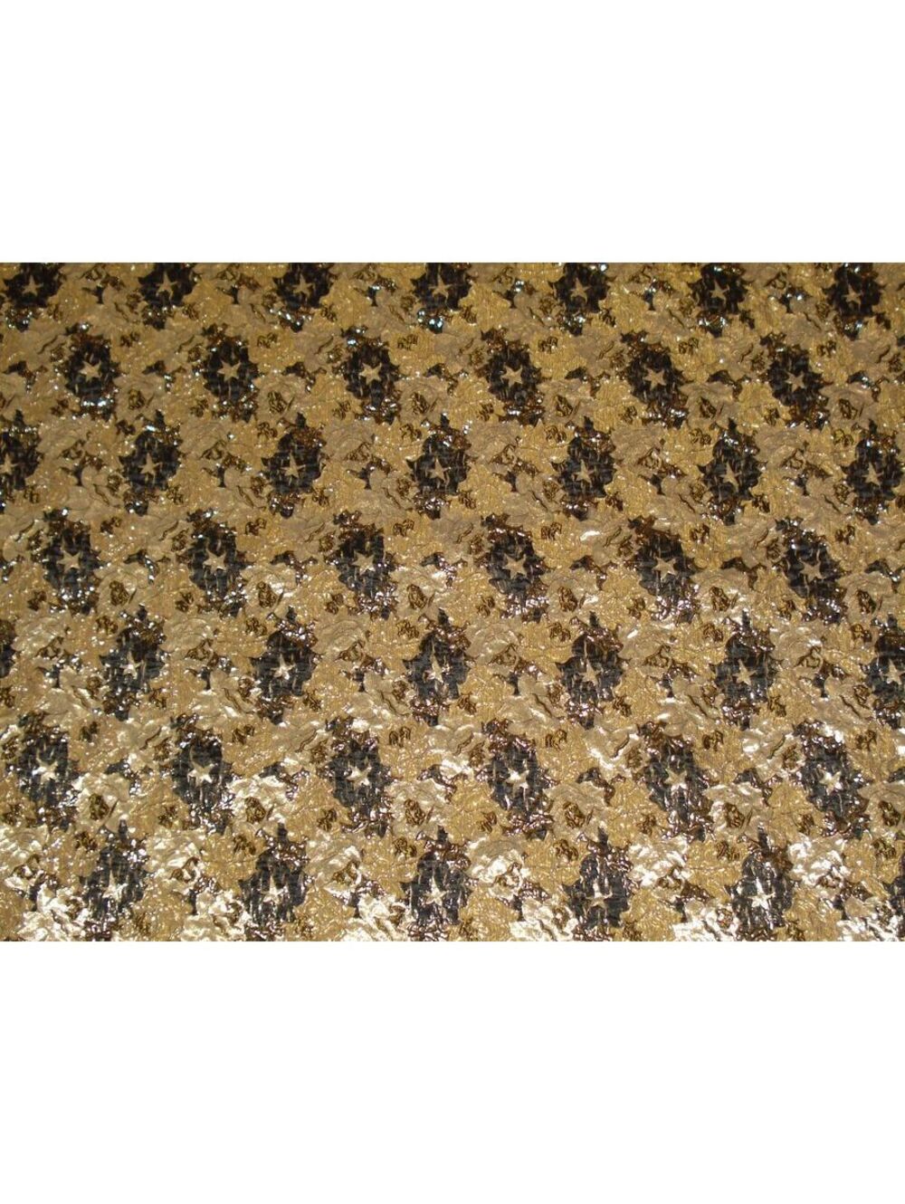 Over 5 Yards of Vintage Gold & Black Metallic Floral Print Brocade Lame Organza